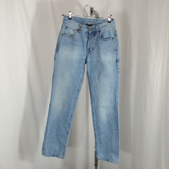 Saint Laurent 'Cassandre' Blue Embellished High-Rise Straight-Leg Denim Jeans - Picture 2 of 5